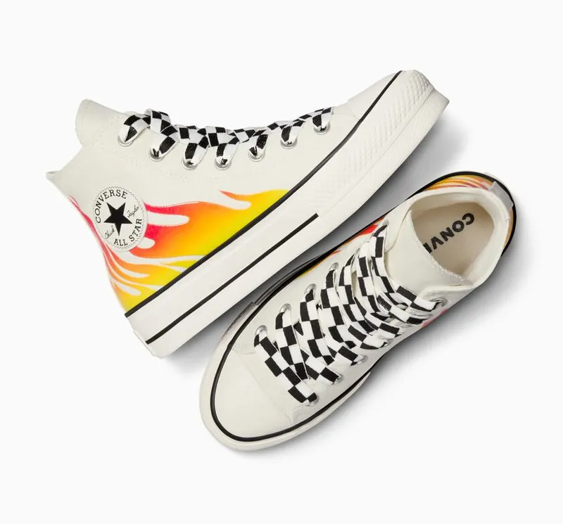 Converse Chuck Taylor All Star Lift Platform Flames Egret/enamel Red/zwart (A07892C)