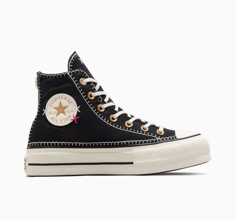 Converse Chuck Taylor All Star Lift Crafted Stitching Platform Zwart/egret/goud (A08731C)