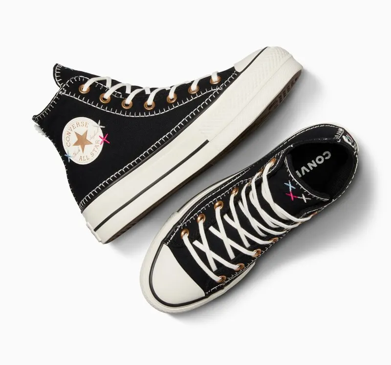 Converse Chuck Taylor All Star Lift Crafted Stitching Platform Zwart/egret/goud (A08731C)