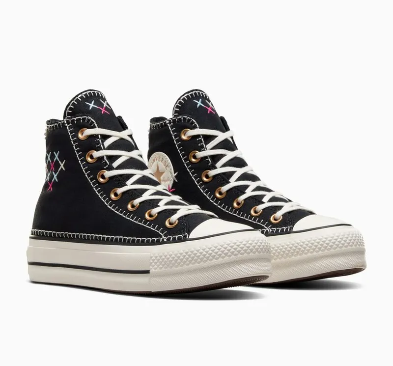 Converse Chuck Taylor All Star Lift Crafted Stitching Platform Zwart/egret/goud (A08731C)