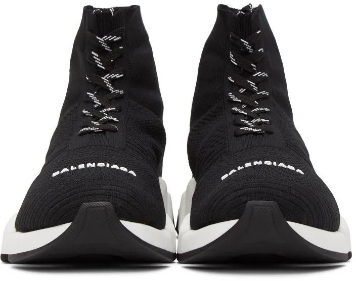 Balenciaga Black & White Speed 2.0 Lace-Up Sneakers (617258-W1702-1015)