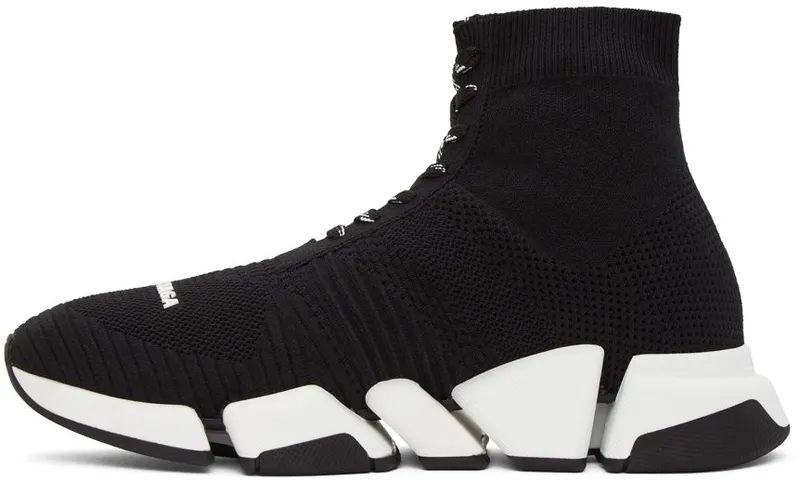 Balenciaga Black & White Speed 2.0 Lace-Up Sneakers (617258-W1702-1015)