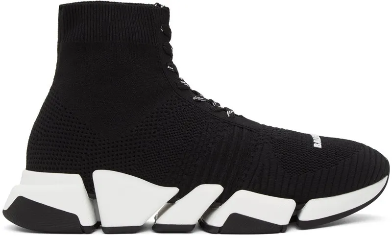 Balenciaga Black & White Speed 2.0 Lace-Up Sneakers (617258-W1702-1015)