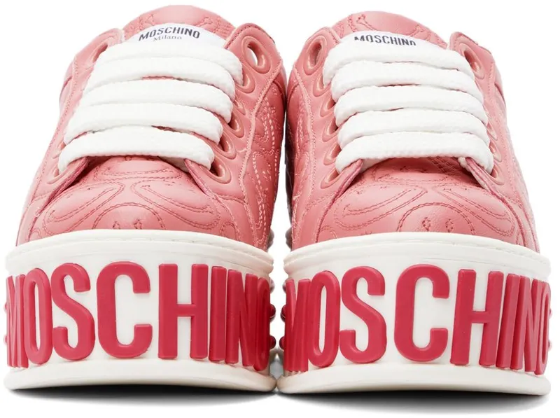 Moschino Pink Smiley Platform Sneakers (MA15045G1CMAS610)