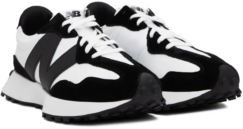 New Balance White & Black 327 Sneakers (WS327DW)
