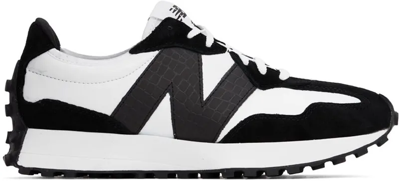 New Balance White & Black 327 Sneakers (WS327DW)