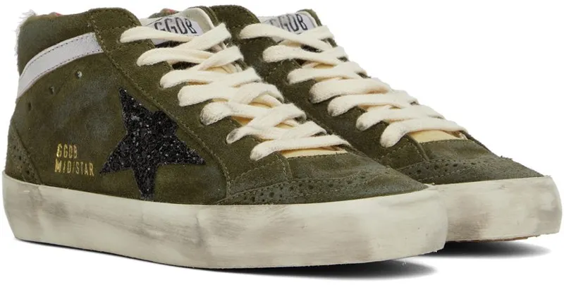 Golden Goose Khaki Mid Star Sneakers (GWF00122.F003228.35811)