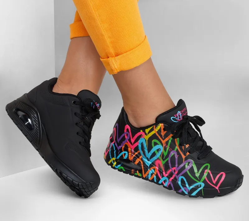 Skechers JGoldcrown: Uno – Highlight Love – Zwart / Multi (177981-BKMT)