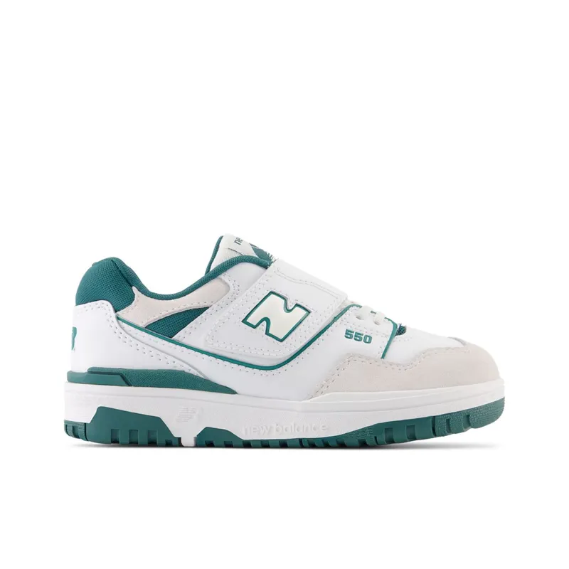 New Balance 550 Bungee Lace with Top Strap White / Vintage Teal (PHB550V1-44614)