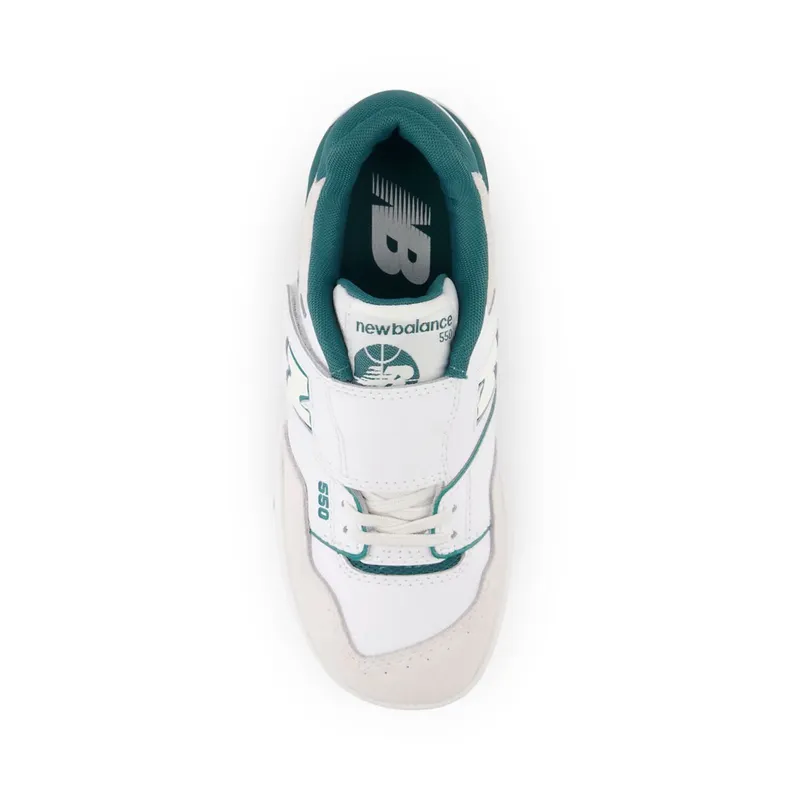 New Balance 550 Bungee Lace with Top Strap White / Vintage Teal (PHB550V1-44614)