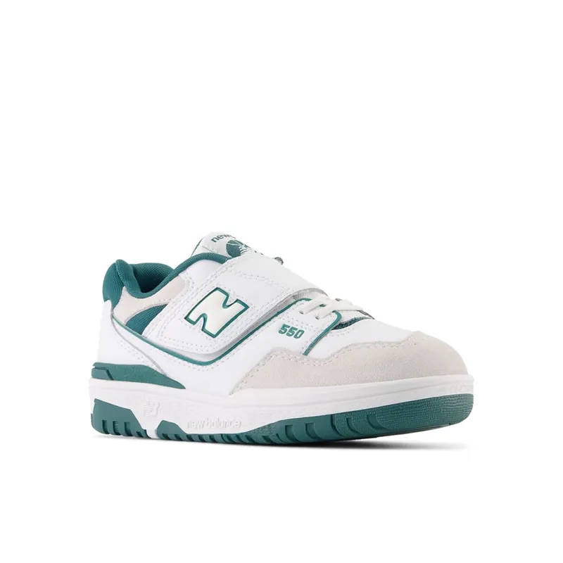 New Balance 550 Bungee Lace with Top Strap White / Vintage Teal (PHB550V1-44614)