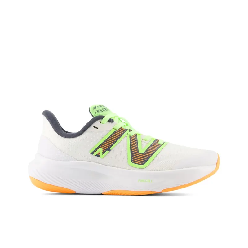 New Balance FuelCell Rebel v3 White / Bleached Lime Glo / Hot Mango (PPFCXV3-45800)