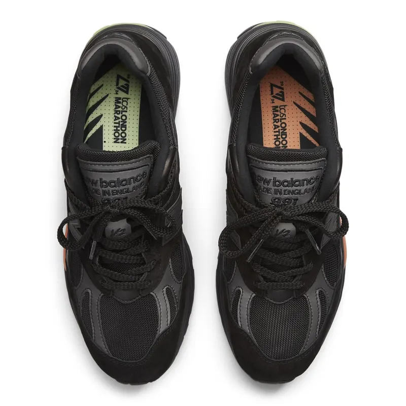 New Balance MADE in UK London Edition 991v2 Black / Bleached Lime Glo / Hot Mango (U991V2-47072)
