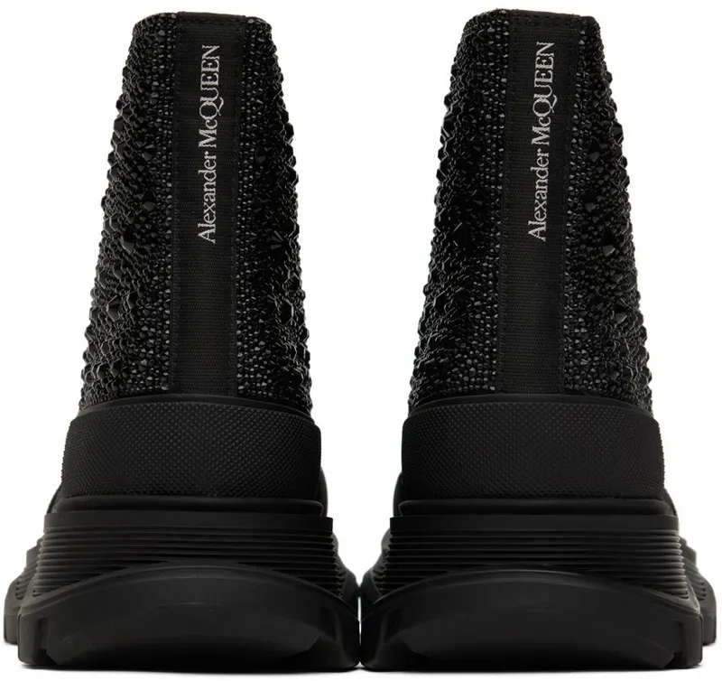 Alexander McQueen Black Stud High-Top Sneakers (688538WHCEJ)