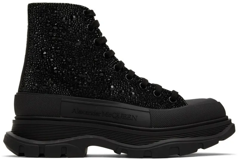 Alexander McQueen Black Stud High-Top Sneakers (688538WHCEJ)