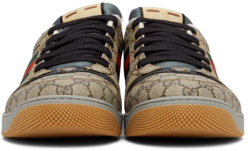 Gucci Beige & Black Screener GG Sneakers (674530 96GE0)