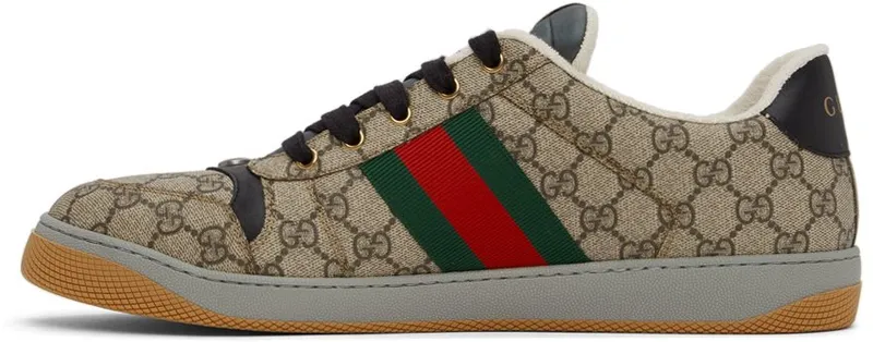 Gucci Beige & Black Screener GG Sneakers (674530 96GE0)