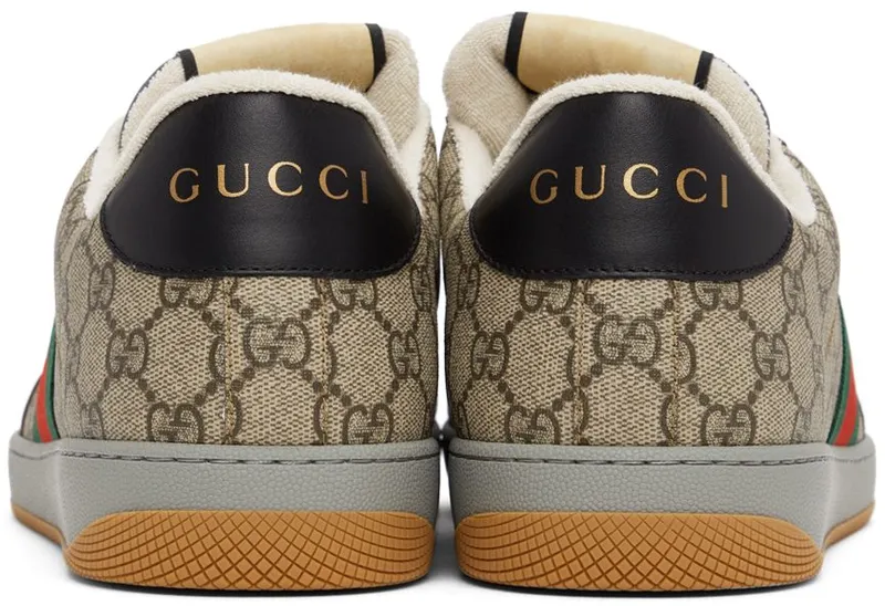 Gucci Beige & Black Screener GG Sneakers (674530 96GE0)