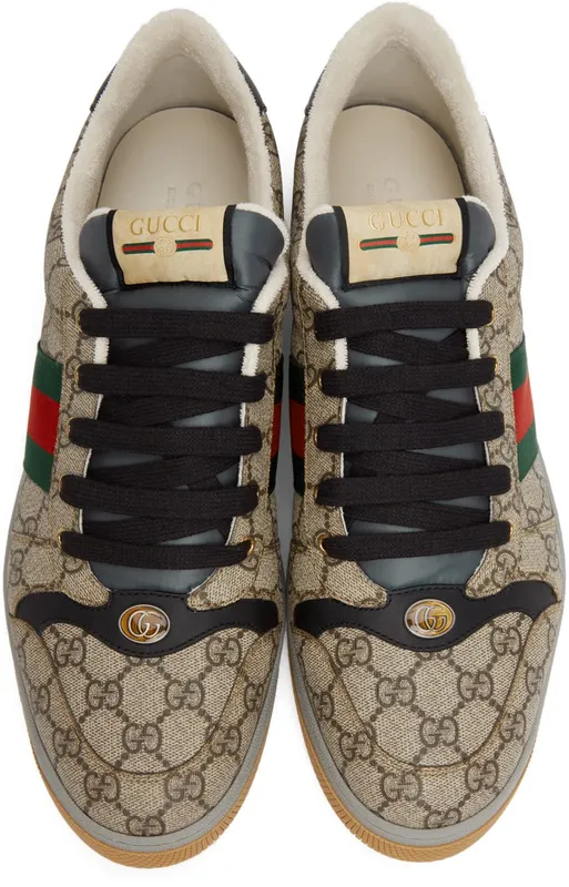 Gucci Beige & Black Screener GG Sneakers (674530 96GE0)