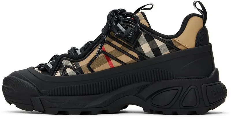 Burberry Kids Beige & Black Vintage Check Sneakers (8054396)