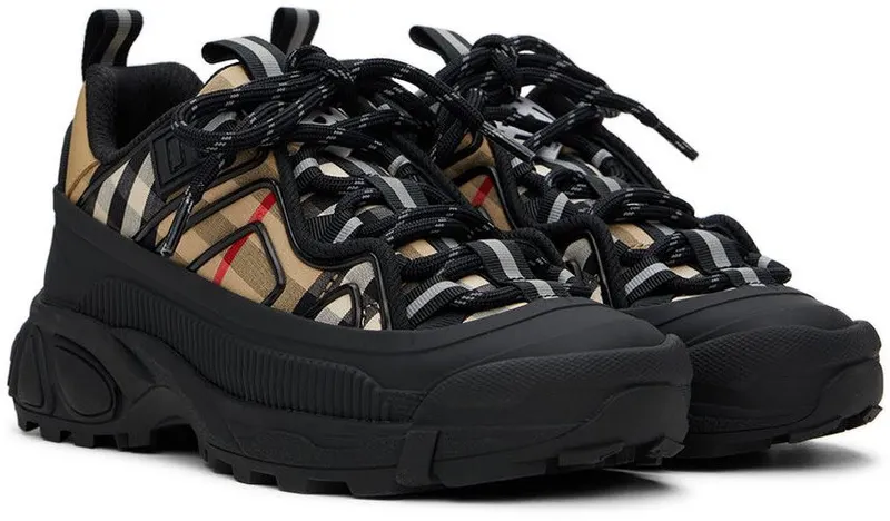 Burberry Kids Beige & Black Vintage Check Sneakers (8054396)