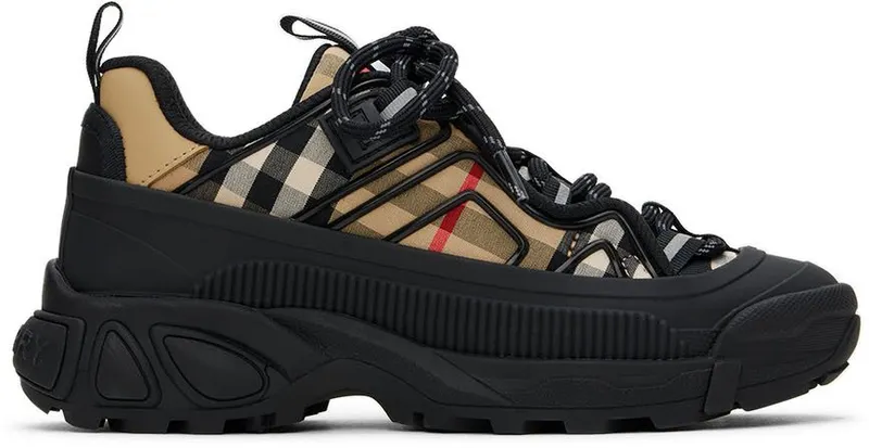 Burberry Kids Beige & Black Vintage Check Sneakers (8054396)