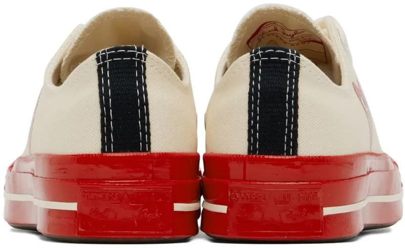 Comme des Garçons Play Off-White & Red Converse Edition Chuck 70 Sneakers (K123)