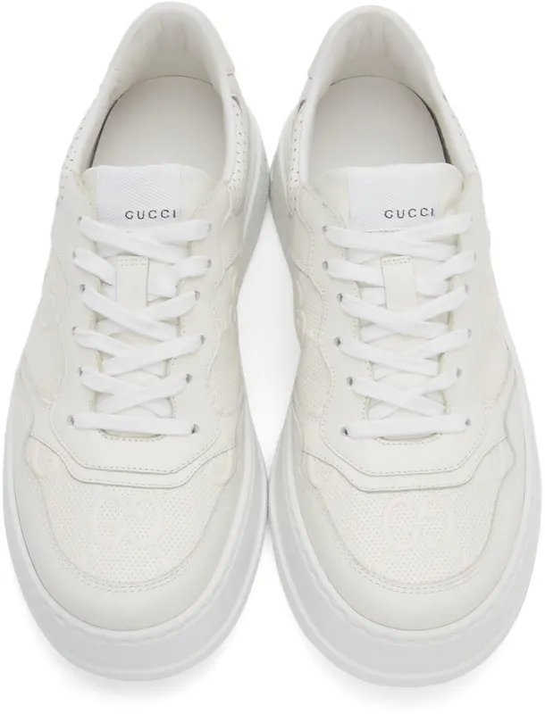 Gucci White GG Embossed Sneakers (669582 1XL10)