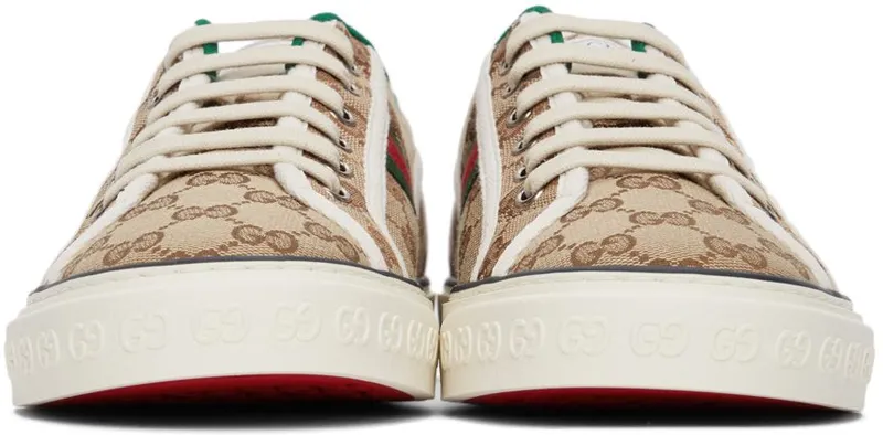 Gucci Beige GG ‘Gucci Tennis 1977’ Sneakers (606111 HVK20)