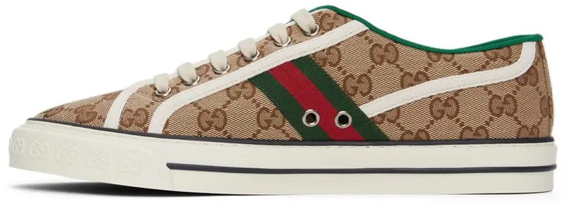 Gucci Beige GG ‘Gucci Tennis 1977’ Sneakers (606111 HVK20)