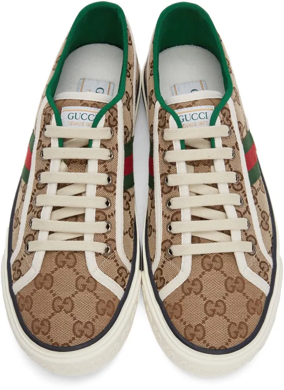 Gucci Beige GG ‘Gucci Tennis 1977’ Sneakers (606111 HVK20)