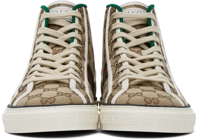 Gucci Beige ‘Gucci Tennis 1977’ High-Top Sneakers (625807 HVK70)