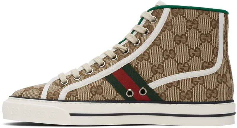 Gucci Beige ‘Gucci Tennis 1977’ High-Top Sneakers (625807 HVK70)