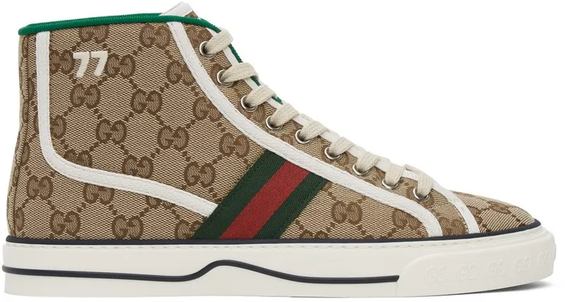 Gucci Beige ‘Gucci Tennis 1977’ High-Top Sneakers (625807 HVK70)