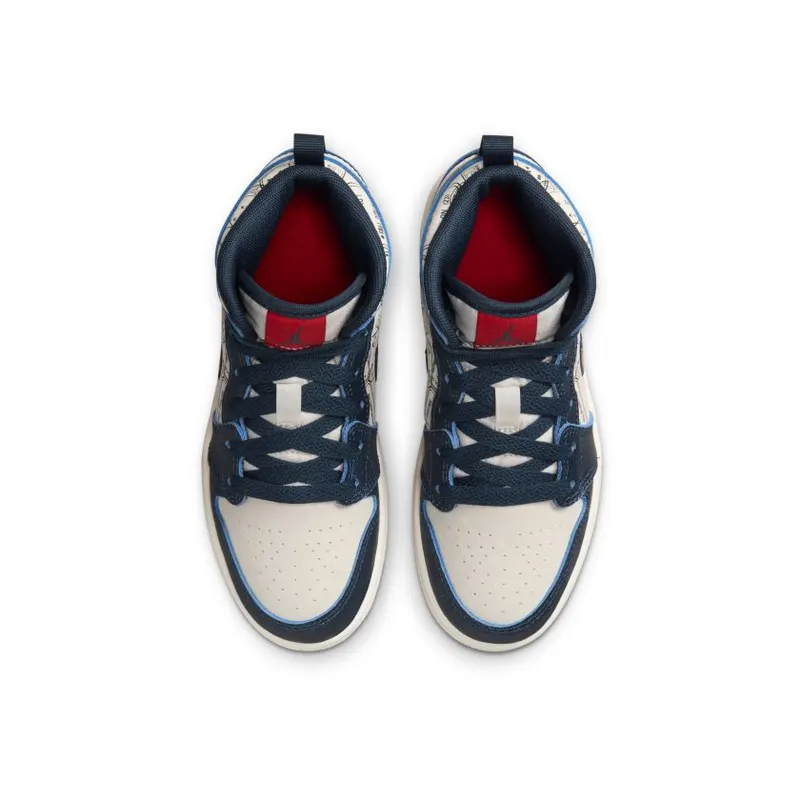Nike Air Jordan 1 Mid Armory Navy Sport Red (PS) (FN1352-400)