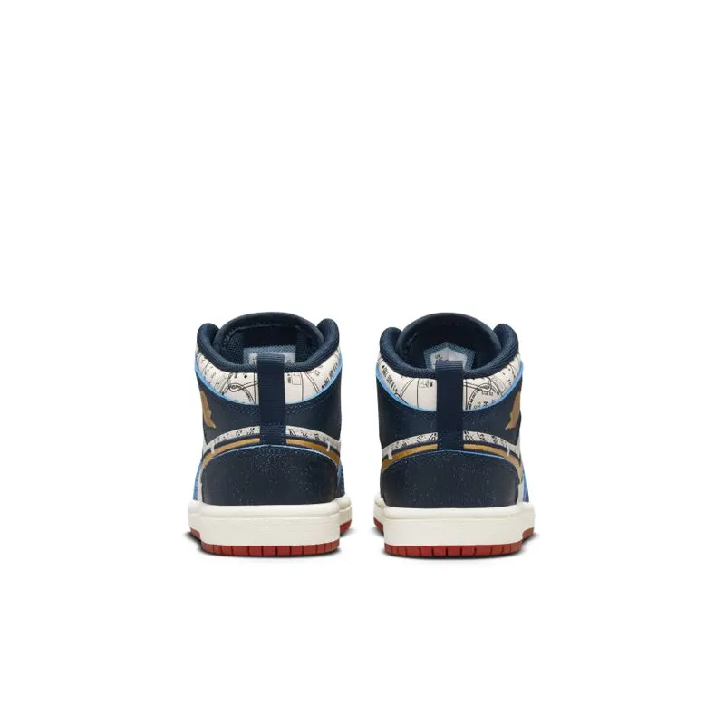 Nike Air Jordan 1 Mid Armory Navy Sport Red (PS) (FN1352-400)