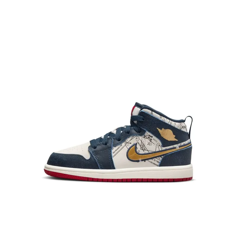Nike Air Jordan 1 Mid Armory Navy Sport Red (PS) (FN1352-400)