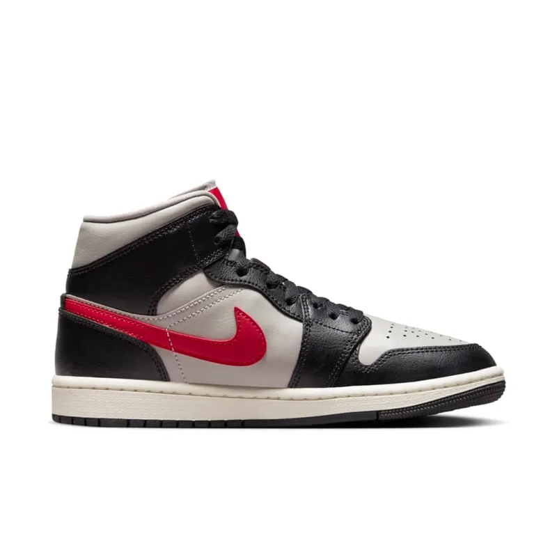 Nike Air Jordan 1 Mid College Grey Red (W) (BQ6472-060)
