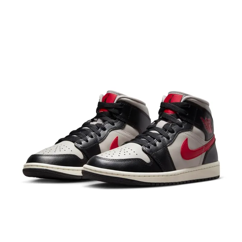Nike Air Jordan 1 Mid College Grey Red (W) (BQ6472-060)