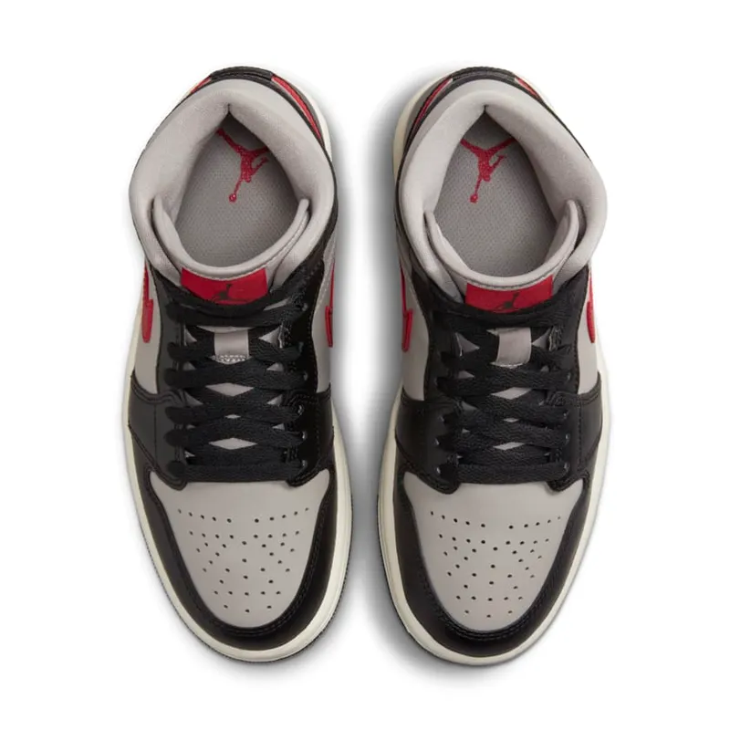 Nike Air Jordan 1 Mid College Grey Red (W) (BQ6472-060)