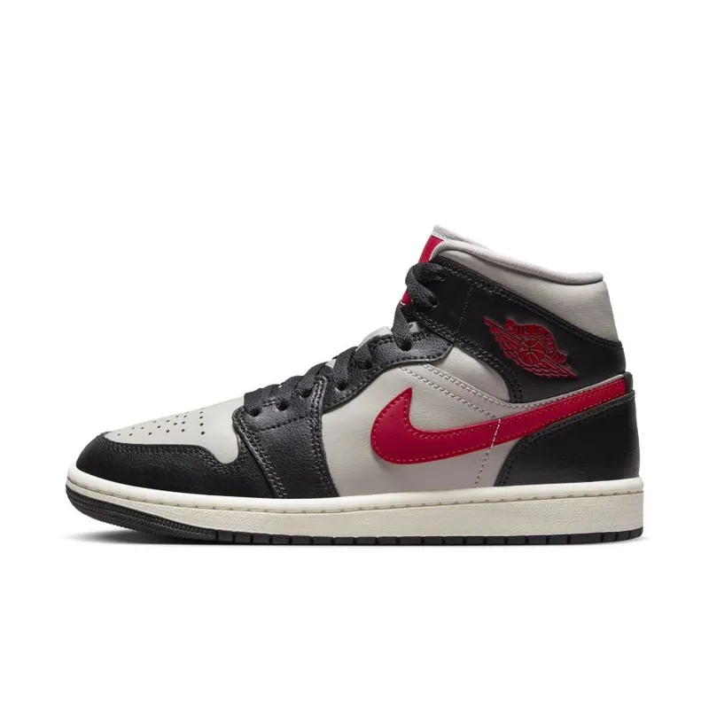 Nike Air Jordan 1 Mid College Grey Red (W) (BQ6472-060)
