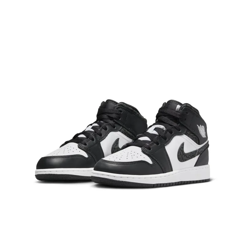 Nike Air Jordan 1 Mid SE Elephant Print Black (GS) (FB9909-001)