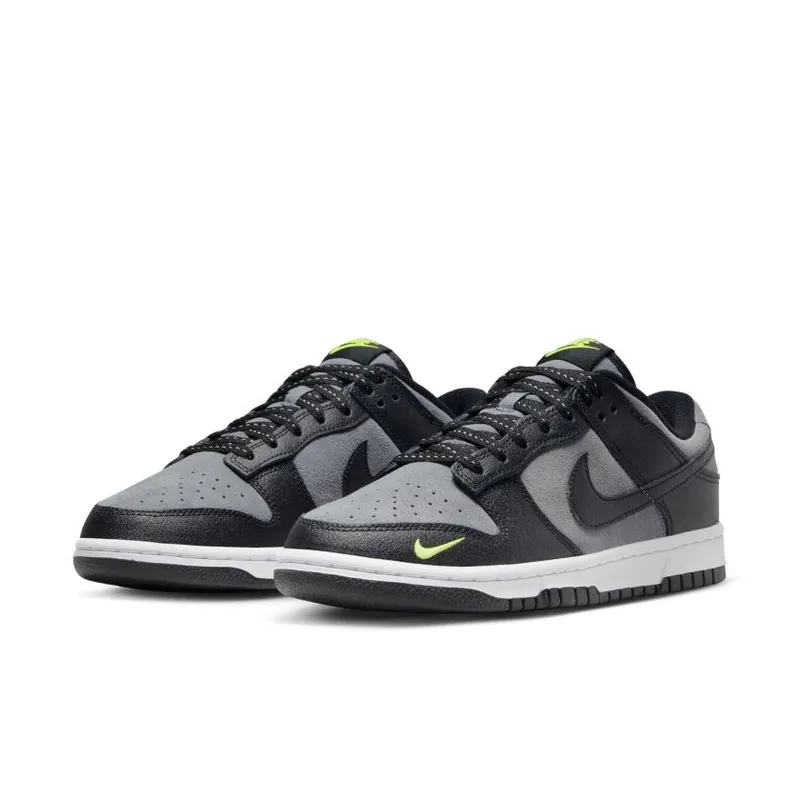 Nike Dunk Low Black Cool Grey Volt Mini Swoosh (FQ2205-001)