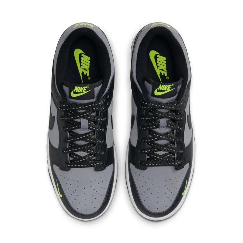 Nike Dunk Low Black Cool Grey Volt Mini Swoosh (FQ2205-001)