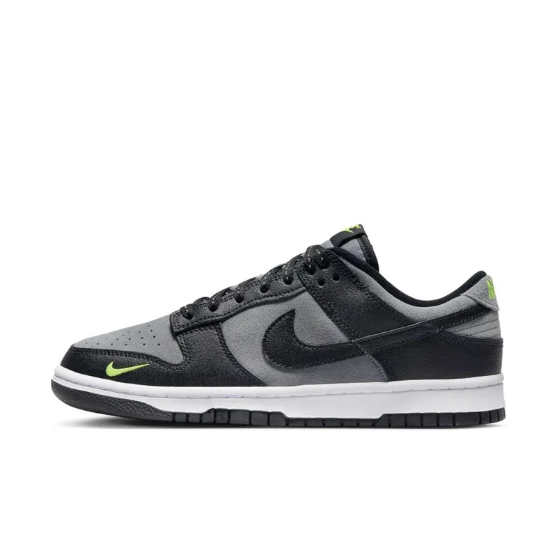 Nike Dunk Low Black Cool Grey Volt Mini Swoosh (FQ2205-001)