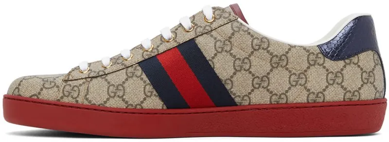 Gucci Beige GG Supreme New Ace Sneakers (429445 96G50)