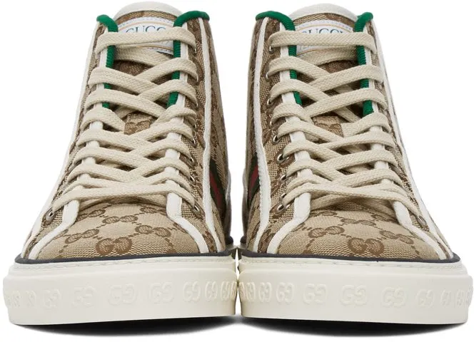 Gucci Beige ‘Gucci Tennis 1977’ High-Top Sneakers (627838 HVK70)