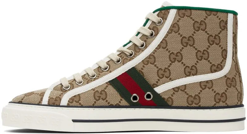 Gucci Beige ‘Gucci Tennis 1977’ High-Top Sneakers (627838 HVK70)