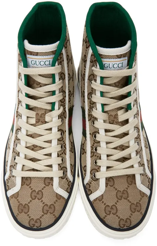 Gucci Beige ‘Gucci Tennis 1977’ High-Top Sneakers (627838 HVK70)