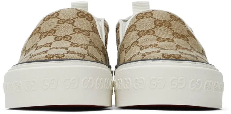 Gucci Beige ‘Gucci Tennis 1977’ Slip-On Sneakers (624733 2HK40)